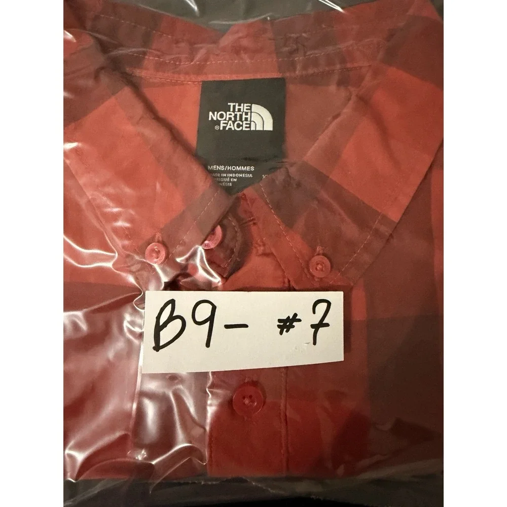 The North Face Mens Plaid Short‎ Sleeve Button Down Monanock Shirt Red XXL